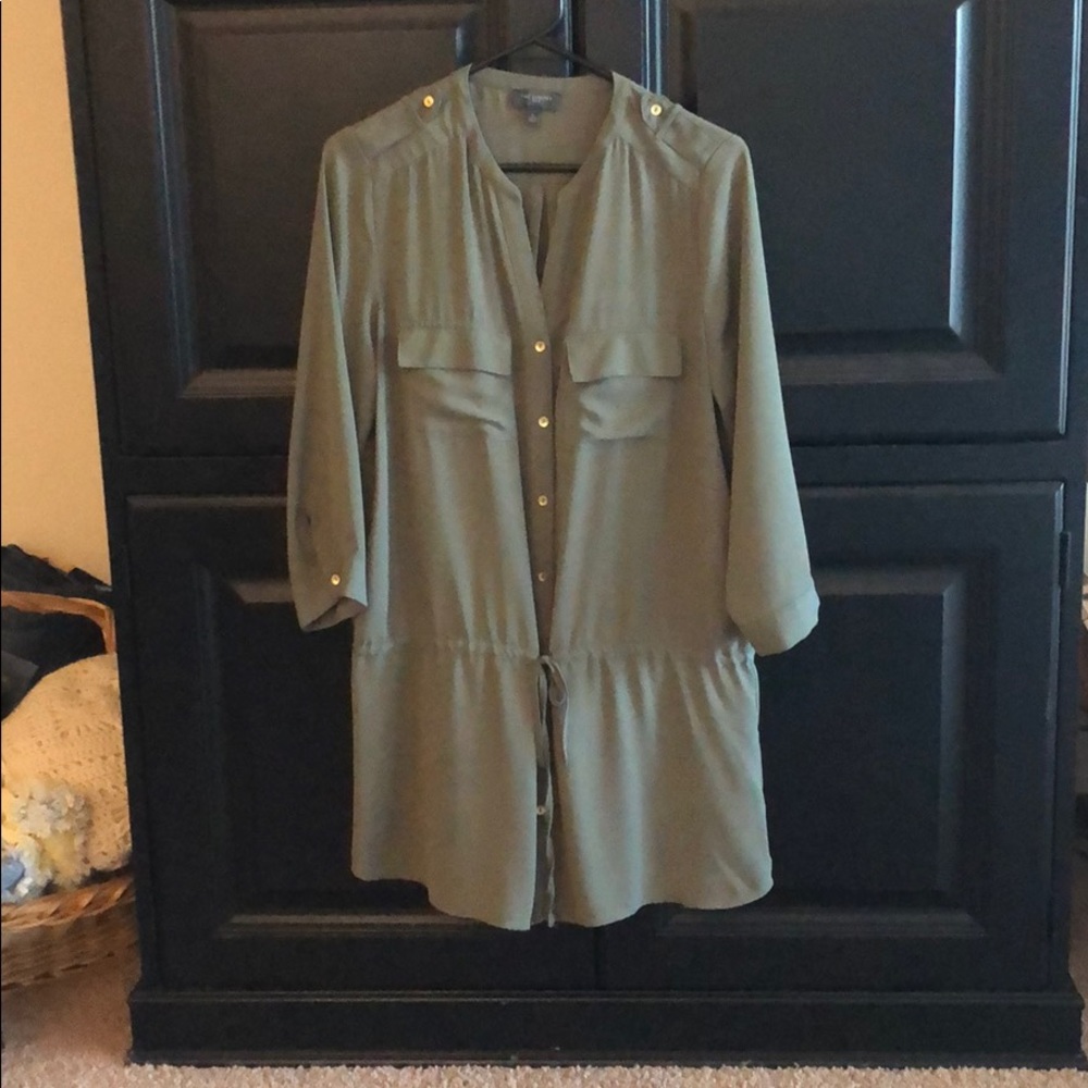 The Limited Army Green Blouse w/ Tie Midway